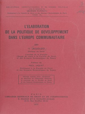 cover image of L'élaboration de la politique de développement dans l'Europe communautaire